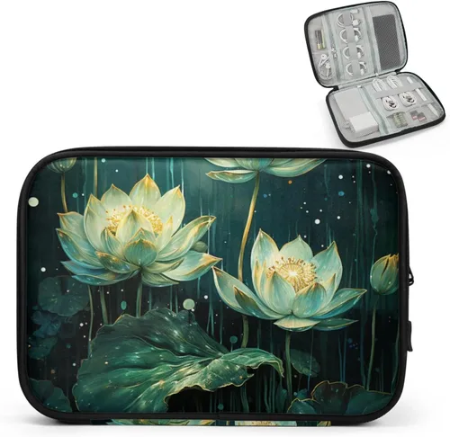 Vista 16 de Flowers Electronics - Funda organizadora de viaje, accesorios tecnológicos, bolsa de almacenamiento de cables para cables, cargador, teléfono, disco