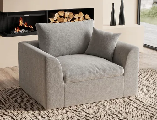 Vista 11 de ohllob Sofás seccionales Cloud de 110 pulgadas para sala de estar, sofá deshuesado en forma de L con otomana, sofá modular de 3 plazas, color negro