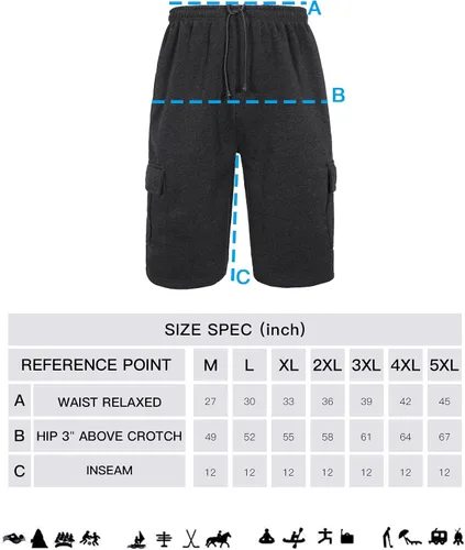 Vista 6 de Pantalones cortos deportivos para hombre por debajo de la rodilla, pantalones cortos cargo de forro polar con cintura elástica, pantalones