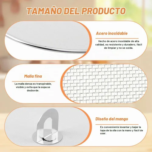 Vista 6 de Pantalla contra salpicaduras para sartén, juego de 3 protectores de grasa