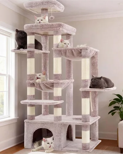 Vista 14 de Heybly Árbol para gatos resistente con base grande para gatos grandes de Beige