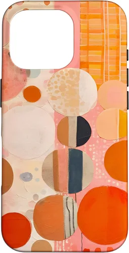 Vista 20 de iPhone 16 Abstract Boho Warm Orange and Pink Mid Century Modern Case