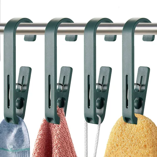 Vista 12 de Ganchos de Lavandería con Clips Colgador Organizador de Armario Pinzas Calcetines Botas Sujetadores Toallas para Baño Armario Cocina Oficina 4 Negro