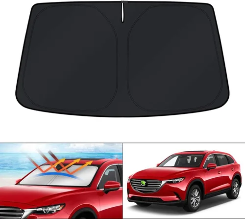 Vista 110 de KUST - Parasol plegable para parabrisas para BMW X1 E84, accesorios 2011 2012 2013 2014 2015, protector de visera de sol ajustable que bloquea