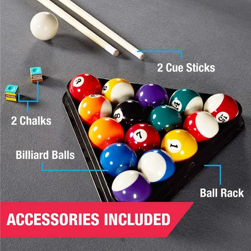 Vista 17 de MD Sports Mesa de Billar Titan de 7.5', Mesa de Billar con Bolsillo de Caída, Patas Duraderas de Acero con Juego de Bolas y Tacos de Billar