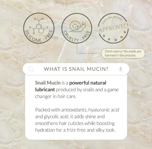 Vista 3 de Kerotin Snail Mucin Hair Serum - Acabado sedoso y control del encrespamiento. Ingredientes naturales. Protección térmica sin silicona, aprobado por