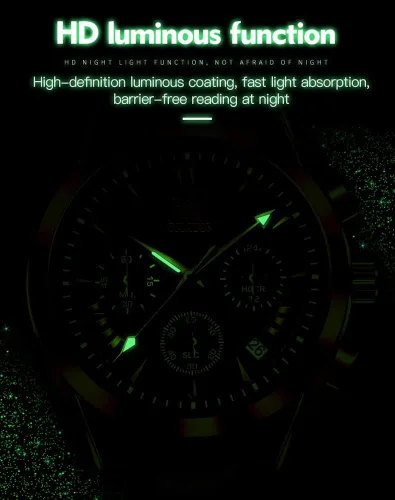 Vista 6 de OLEVS Relojes para hombre, cronógrafo, de moda, casual, analógico, de cuarzo, impermeable, relojes de pulsera luminosos de vestir con correa