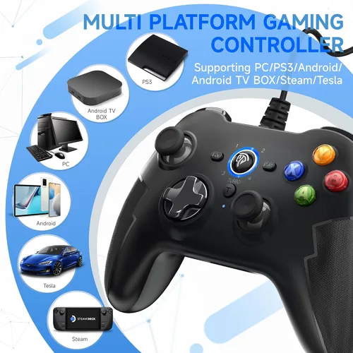 Vista 2 de EasySMX 9100Pro Wired Gaming Controller, PC Game Controller Joystick with Hall Effect Triggers, Dual-Vibration and Turbo for Windows PCSteamPS3