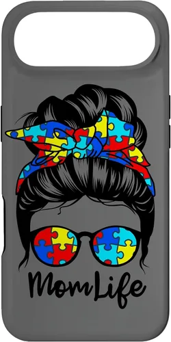 Vista 27 de Mom Life Messy Bun Hair Autism Funny Autism Case for iPhone 17