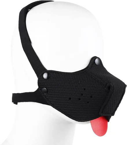 Vista 3 de Neo Puppy - Kit de bozal transpirable para perro, máscara de media cara con lengua (negro), Negro
