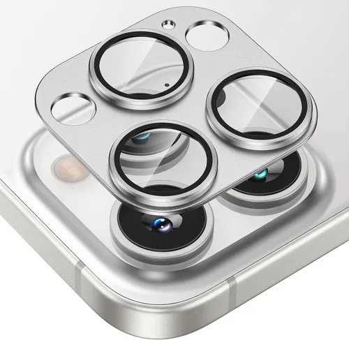 Vista 32 de Tensea Protector de lente de cámara para iPhone 16 Pro/iPhone 16 Pro Max/iPhone 15 Pro/iPhone 15 Pro Max, cubierta de vidrio templado de aleación