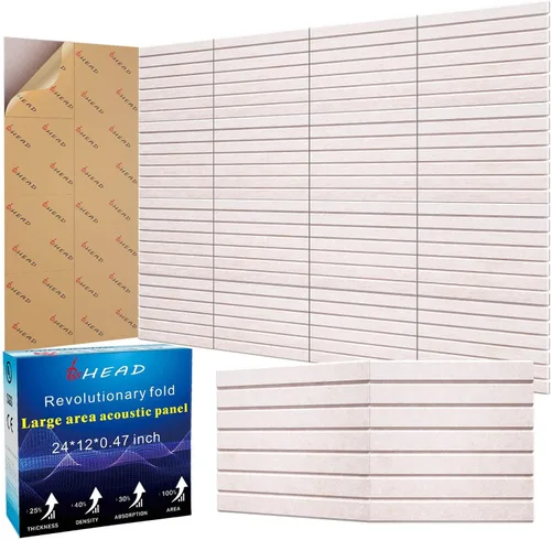 Vista 21 de Paneles Acústicos de Pared Grandes 47.2"x23.6"x1.57" Paquete de 4, Paneles de Prueba de Sonido DIY 3D con Ondas para Paredes, Paneles de Pared