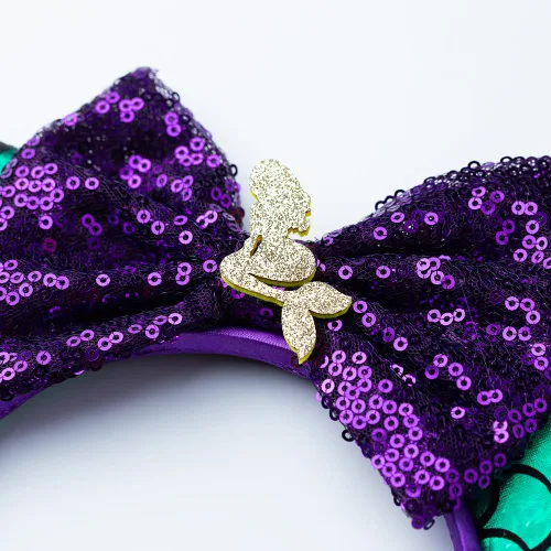 Vista 3 de Foeran Diademas de orejas de ratón, lazos brillantes, orejas de ratón con purpurina, decoración de princesa, disfraz de cosplay para niñas y mujeres