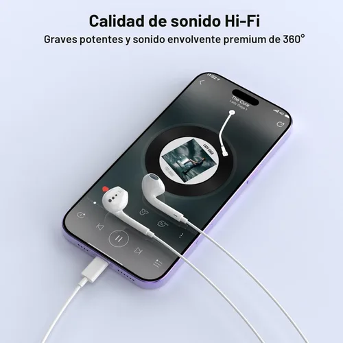 Vista 6 de [Certificado MFi de Apple] Auriculares con cable para iPhone, auriculares con micrófono integrado y control de volumen HiFi estéreo con reducción