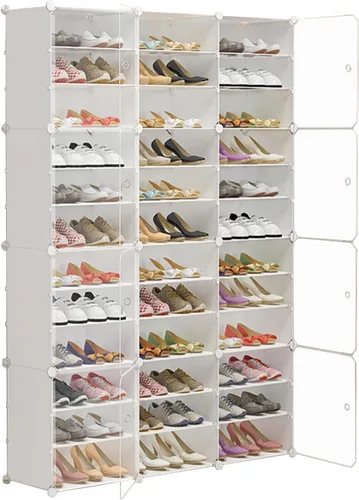 Vista 7 de LOYALHEARTDY Paquete de 20 cajas de almacenamiento de zapatos, organizador de zapatos apilable de plástico transparente para armario, organizador