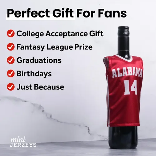 Vista 6 de Officially Licensed Miniature Sports Jersey Stand & Mini Hanger Included, Sports Fan Gift, Wine Bottle Sleeve, Holiday Ornament
