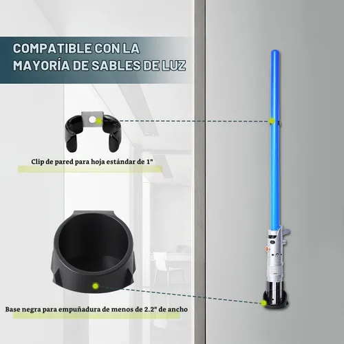 Vista 5 de Lenink Paquete de 2 soportes de pared para sable de luz, soporte compatible con Galaxy Edge y la mayoría de los sables de luz (negro)