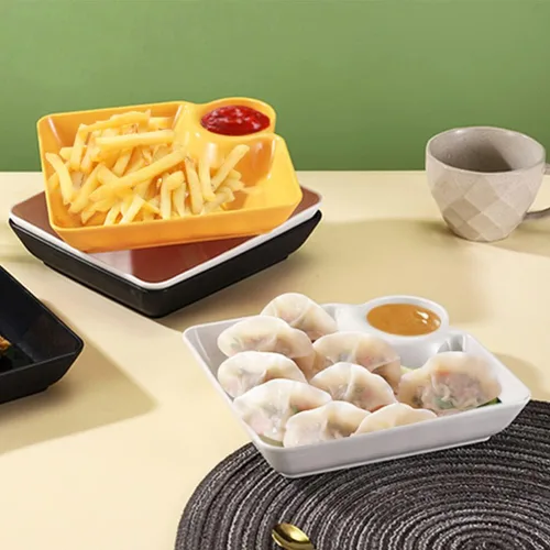 Vista 9 de Housoutil Bandeja cuadrada para papas fritas con asas resistentes para aperitivos decorativos para servir alimentos