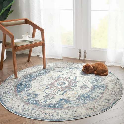 Vista 17 de jinchan Alfombra de Área 2x3 pies Alfombra Vintage de Entrada Lavable Bohemia Tapete Interior para Puerta Medallón Floral Tapete Pequeño para Puerta
