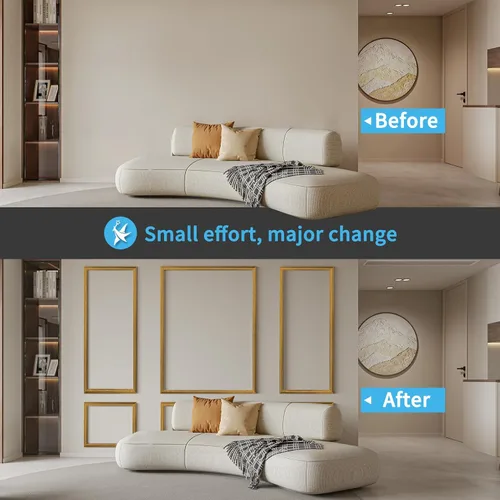 Vista 2 de Art3d - Juego de 6 molduras precortadas para pared, paneles de revestimiento para montar, para interior, sala de estar, dormitorio, se instalan