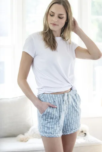 Vista 9 de Hello Mello Pantalones cortos de pijama exclusivos para mujer, suaves, relajados, amplios, pierna ancha, cordón en la cintura, bolsillos laterales