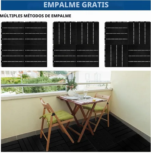 Vista 4 de Treela 48 azulejos de plástico entrelazados para terraza de patio de 12 x