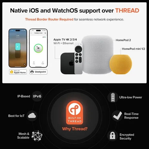Vista 3 de ThorBolt X1 Cerradura de llave Apple Home, solo para iOS, cerradura de puerta inteligente sin llave HomeKit con huella digital, cerradura de cerrojo