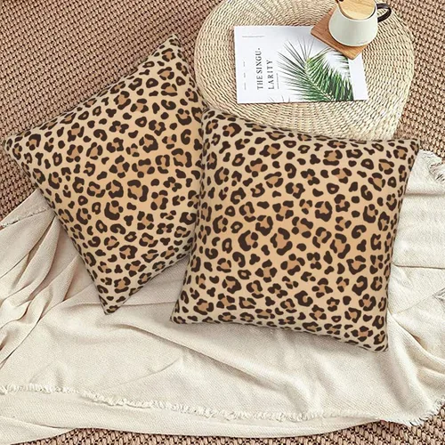 Vista 7 de Perinsto Juego de 2 fundas de almohada con estampado de leopardo, fundas de almohada decorativas con textura de piel animal, fundas de cojín suaves