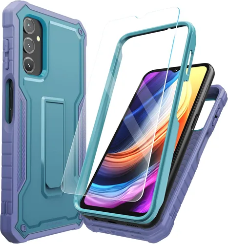 Vista 8 de Funda para Samsung Galaxy A14 5G, protección de grado militar, a prueba de golpes, con protector de pantalla HD de vidrio templado y soporte