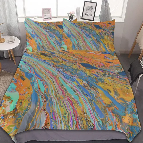 Vista 27 de Juego de 3 piezas de edredón neón que brilla en la oscuridad, funda de almohada de microfibra con cremallera para cama matrimonial, Queen
