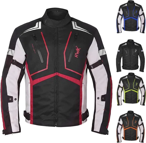 Vista 8 de HWK Chaqueta de motocicleta para hombres y mujeres Scorpion con tela Cordura para enduro, motocross, conducción de motocicleta, Verde de alta Verde