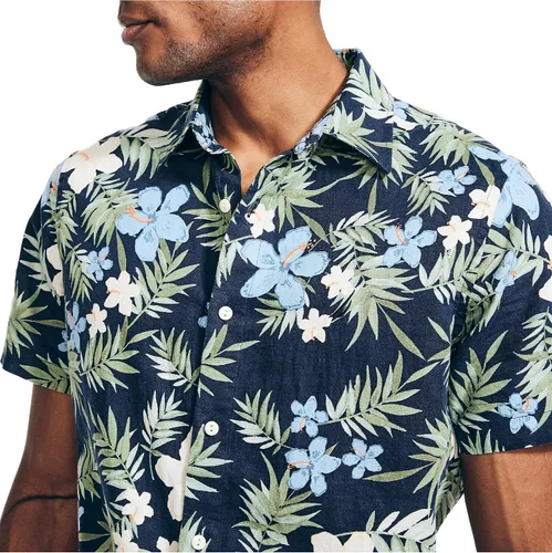 Vista 3 de Nautica Camisa de manga corta de lino con estampado sostenible para hombre