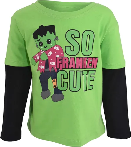 Vista 14 de Unique Baby Niños Camiseta Gráfica de Manga Larga en Capas para Niños Pequeños Marrón