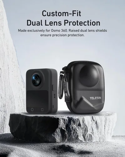Vista 2 de TELESIN Osmo 360 - Funda de transporte para DJI Osmo 360, bolsa de almacenamiento pequeña portátil, funda protectora, protector de viaje con correa