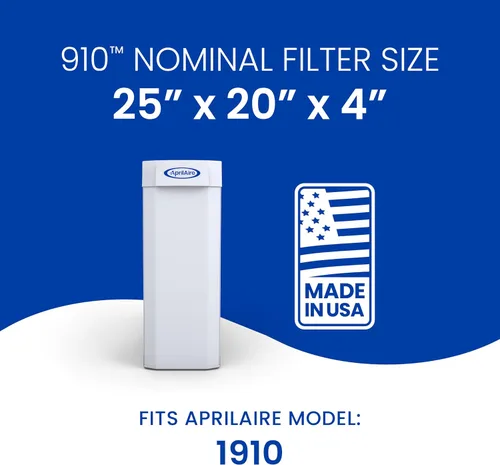 Vista 15 de AprilAire 910 Filtro de Reemplazo para Purificadores de Aire de Toda la Casa - MERV 11, Aire Limpio y Polvo, Filtro de Aire 25x20x4 (Paquete de 1)