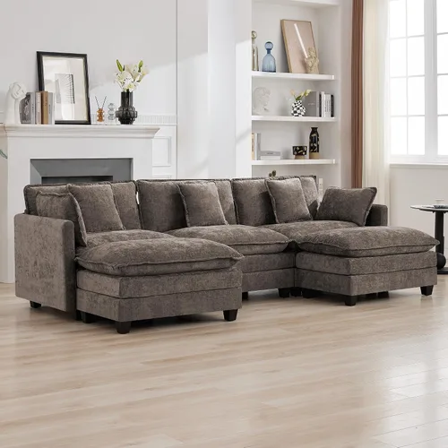 Vista 38 de Sofá modular en forma de nube de 113 pulgadas, sofás de asiento profundo de gran tamaño para sala de estar, sofá modular tapizado de chenilla