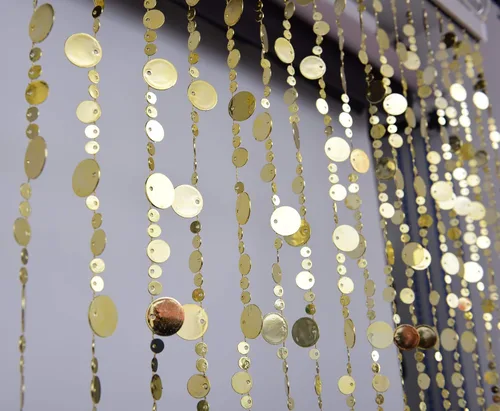 Vista 10 de Cortina de puerta con cuentas de cristal iridiscente en forma de burbuja para separar ambientes, decoración de fiesta de boda para el hogar
