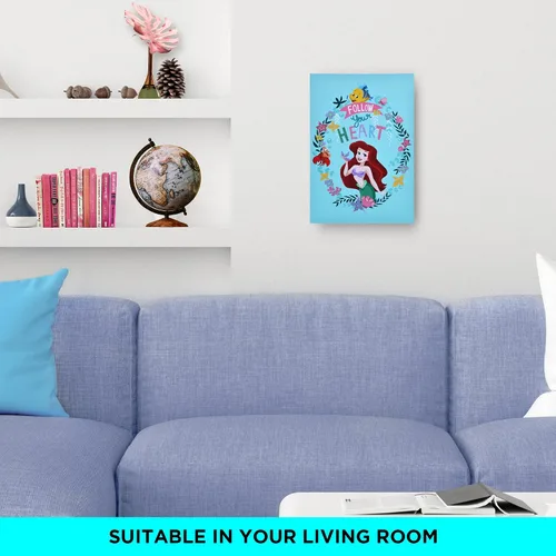 Vista 3 de Lienzo inspirador de Ariel la Sirenita para decoración de pared, póster con cita motivacional de la película de princesa Disney, póster y obras