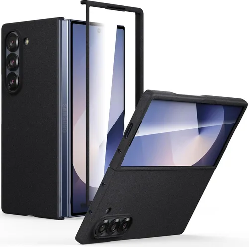Vista 23 de Funda delgada para Galaxy Z Fold 5, [película de pantalla frontal dura transparente incorporada + parte trasera de policarbonato duro]