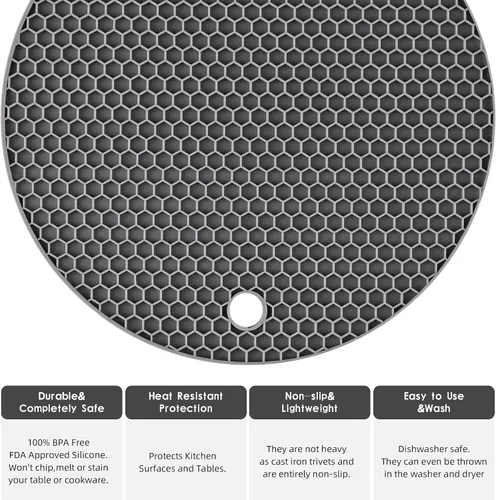 Vista 6 de Salvamanteles de silicona para platos calientes, soportes de silicona para ollas de cocina, salvamanteles para cocina, salvamanteles para ollas
