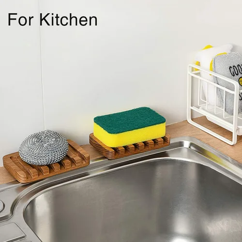 Vista 6 de SUBEKYU Jaboneras de madera para baño/ducha, soporte para jabón de barra con bandeja autodrenante, protector de jabón de drenaje de cascada natural