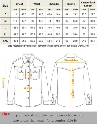 Vista 7 de COOFANDY Camisas vaqueras occidentales de manga larga de algodón con botones y bolsillos para hombre