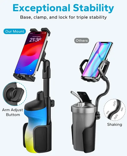 Vista 5 de GDZN Soporte para tablet para portavasos de automóvil – [apto para botellas] Soporte para tableta de coche/camión, soporte para tableta, expansor