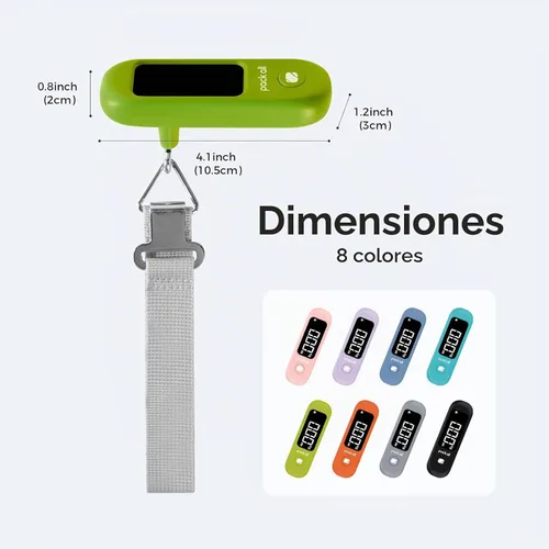 Vista 8 de pack all Báscula de equipaje de 110 libras, báscula digital de equipaje de mano, báscula de peso para maleta de viaje con pantalla LCD, batería