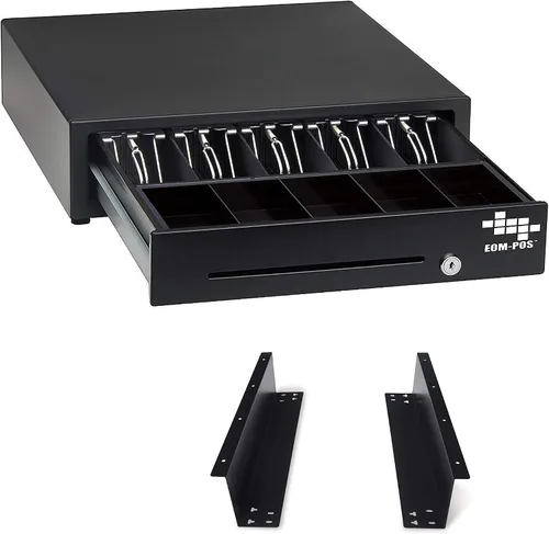 Vista 5 de Cajón de la caja registradora y soportes de montaje para debajo del mostrador, Negro Se requiere impresora de recibos, cable integrado
