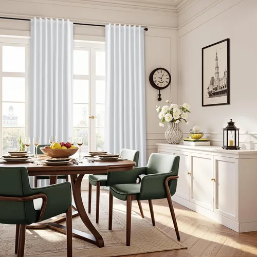 Vista 15 de Guken Cortinas opacas de lino, 2 paneles rústicos, elegantes, 100% opacas, con aislamiento térmico, banda de ganchos y trabilla trasera, 52 x 84