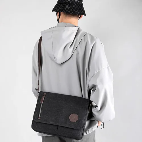 Vista 3 de ZHIERNA Bolsa de lona pequeña de mensajero bolsa cruzada para hombres y mujeres para el trabajo escolar