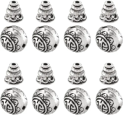 Vista 12 de Craftdady Cuentas de gurú tibetano de plata de 3 maneras para hacer collares y joyas