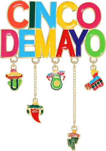 Vista 8 de Mexican Fiesta Brooches Pins Cinco De Mayo Brooch Pin for Women Men Girls Fiesta Sombrero Cactus Guitar Chill Taco Tuesday Alloy Brooches Mexican