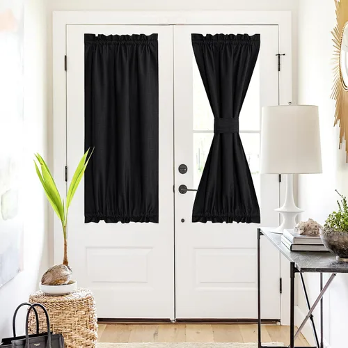 Vista 104 de NICETOWN Cortinas de Lino para Puerta Lateral - Cortinas Opacas con Aislamiento Térmico para Puerta Delantera Francesa para Sombra Pequeña